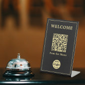 Modern Cafe Restaurant Menu QR Code Zakelijk Logo Reclamebord Met Voetstuk