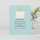 Modern Cake Birthday Invitation, Colorful Sprinkle Kaart (Staand voorkant)