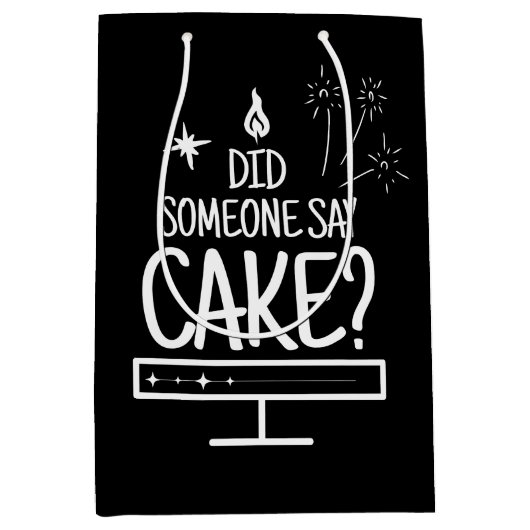 Modern Cake Quote Minimal Typography Black Medium Cadeauzakje (Voorkant)