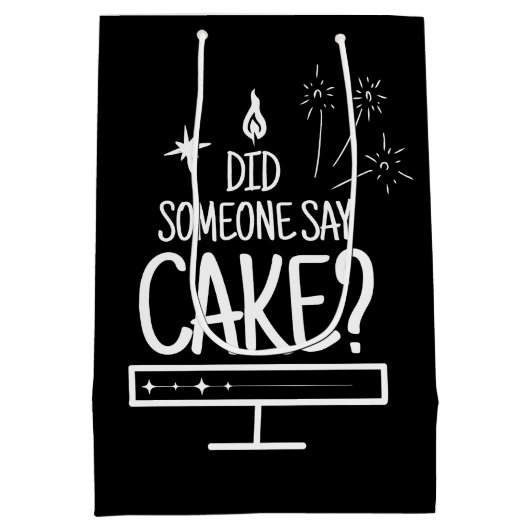 Modern Cake Quote Minimal Typography Black Medium Cadeauzakje (Achterkant)