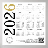 Modern Calendar 2026 Bedrijf Logo QR Code Poster (Voorkant)