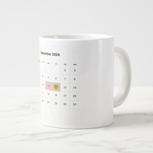 Modern Calendar Highlight Personalized Date Marker Grote Koffiekop (Voorkant rechts)