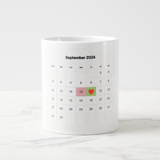 Modern Calendar Highlight Personalized Date Marker Grote Koffiekop (Voorkant)