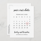 Modern Calendar Red Heart Wedding Save the Date Aankondigingskaart (Voorkant / Achterkant)