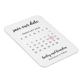 Modern Calendar Red Heart Wedding Save the Date Magneet (Rechterzijde)