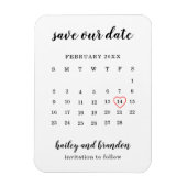 Modern Calendar Red Heart Wedding Save the Date Magneet (Verticaal)