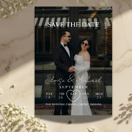 Modern Calendar Week Photo Save The Date Wedding Kaart