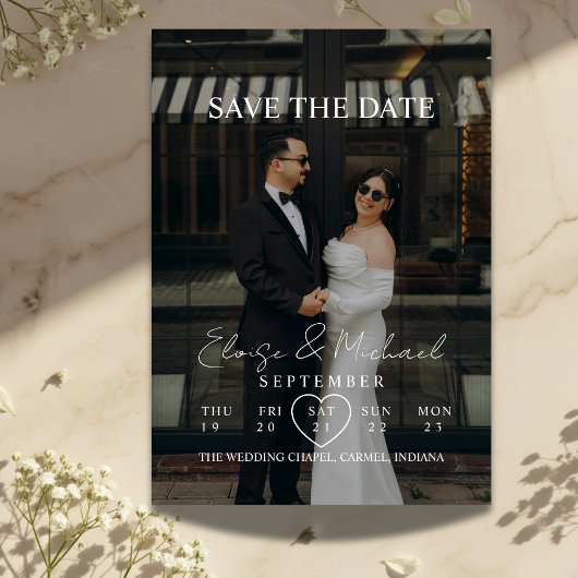 Modern Calendar Week Photo Save The Date Wedding Kaart