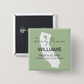 Modern California Map Personalized Family Reunion Vierkante Button 5,1 Cm (Voorkant /achterkant)