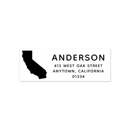 Modern CALIFORNIA State Shape Retouradres Zelfinktende Stempel (Design)