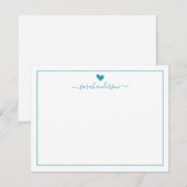 Modern Calligrafie Blauwgroen hart op maat Notitiekaartje (Voorkant / Achterkant)