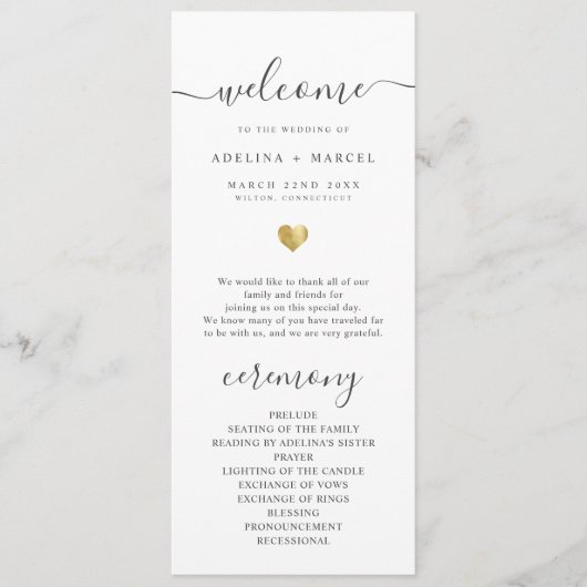 Modern Calligrafie Gold Welcome Wedding Program Programmakaart (Voorkant)