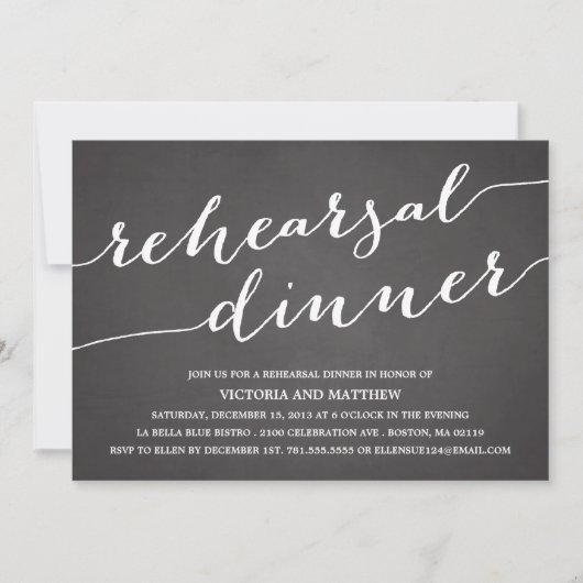 MODERN CALLIGRAFIE | REHEARSAL DINER INVITATION KAART (Voorkant)