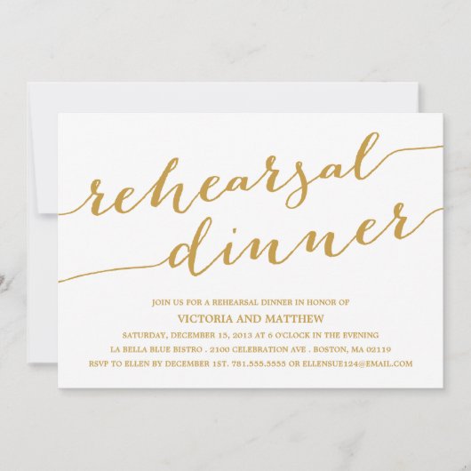 MODERN CALLIGRAFIE | REHEARSAL DINER INVITATION KAART (Voorkant)