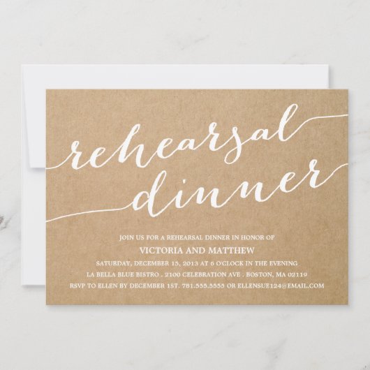 MODERN CALLIGRAFIE | REHEARSAL DINER INVITATION KAART (Voorkant)