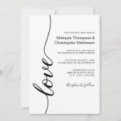 Modern Calligrafie Script Bruiloft Zwart-wit Kaart (Voorkant)