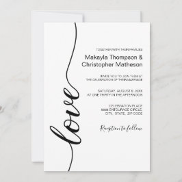 Modern Calligrafie Script Bruiloft Zwart-wit Kaart