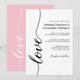 Modern Calligrafie Script Bruiloft Zwart-wit Kaart