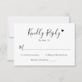 Modern Calligrafie Script Hart Bruiloft RSVP Kaart (Voorkant)