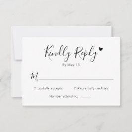 Modern Calligrafie Script Hart Bruiloft RSVP Kaart