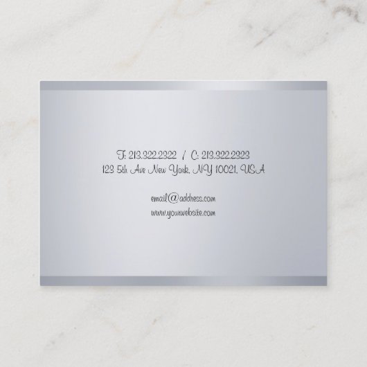 Modern Calligrafie Script Silver Look Sjabloon Visitekaartje (Achterkant)