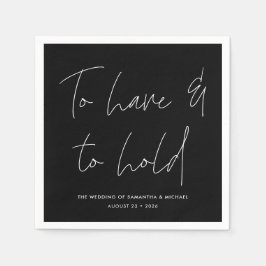 Modern Calligrafie Vows Black Wedding Servet