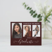 Modern Calligrafiescript 3 Foto Brgdy Afstuderen Briefkaart (Staand voorkant)