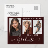 Modern Calligrafiescript 3 Foto Brgdy Afstuderen Briefkaart (Voorkant / Achterkant)