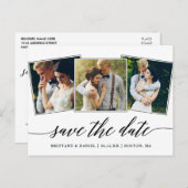 Modern Calligrafiescript 3 Foto sparen de Datum Briefkaart (Voorkant / Achterkant)