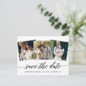 Modern Calligrafiescript 3 Foto sparen de Datum Briefkaart (Staand voorkant)