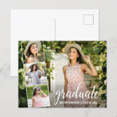 Modern Calligrafiescript 4 Foto Afstuderen Briefkaart (Voorkant / Achterkant)
