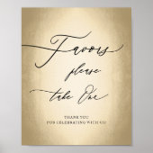 Modern Calligrafiescript Gold Favors Wedding Sign Poster (Voorkant)