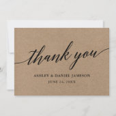 Modern Calligrafiescript Kraft Wedding Bedankkaart (Voorkant)