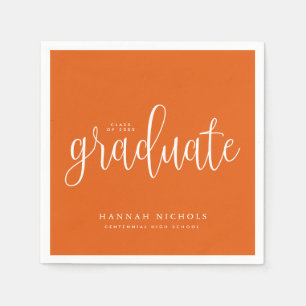 Modern Calligrafiescript Oranje Afstuderen Servet