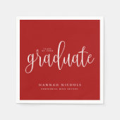 Modern Calligrafiescript Red Afstuderen Servet (Voorkant)