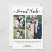 Modern Calligrafiescript Weddenschap Collage 3 Fot Bedankkaart (Voorkant)