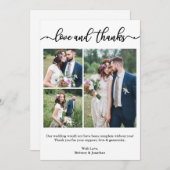 Modern Calligrafiescript Weddenschap Collage 3 Fot Bedankkaart (Voorkant / Achterkant)