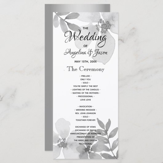 Modern Calligrafiescript Wedding Programmakaart (Voorkant / Achterkant)