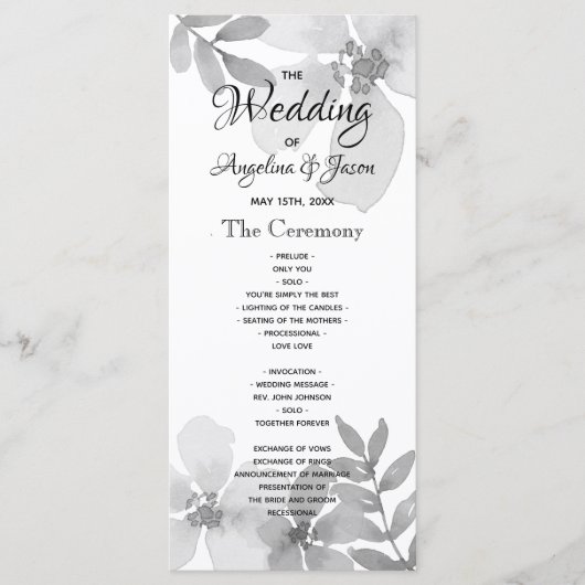 Modern Calligrafiescript Wedding Programmakaart (Voorkant)