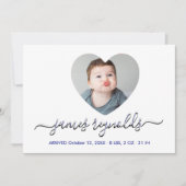 Modern Calligraphy Baby Boy Photo Collage Birth Aankondiging (Voorkant)