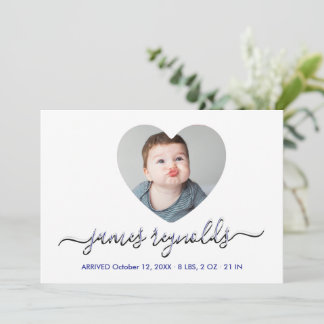 Modern Calligraphy Baby Boy Photo Collage Birth Aankondiging