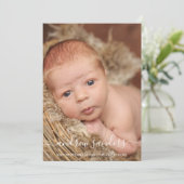 Modern Calligraphy Birth of a Baby Boy Aankondiging (Staand voorkant)