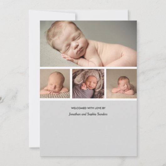 Modern Calligraphy Birth of a Baby Boy Aankondiging (Achterkant)