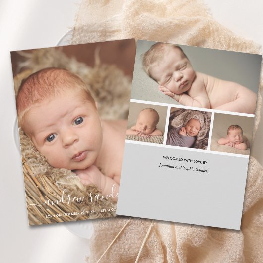 Modern Calligraphy Birth of a Baby Boy Aankondiging