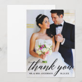 Modern Calligraphy Bride Groom Photo Wedding Bedankkaart (Voorkant / Achterkant)