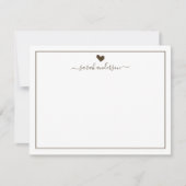 Modern Calligraphy Brown Heart Personalized Notitiekaartje (Voorkant)