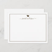 Modern Calligraphy Brown Heart Personalized Notitiekaartje (Voorkant / Achterkant)