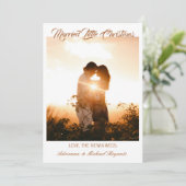 Modern Calligraphy Brown Married Little Christmas Feestdagenkaart (Staand voorkant)