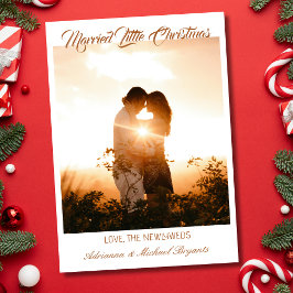 Modern Calligraphy Brown Married Little Christmas Feestdagenkaart