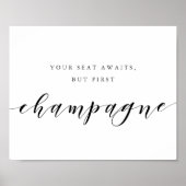 Modern Calligraphy But First Champagne Wedding Poster (Voorkant)